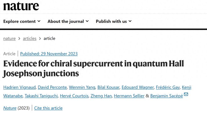 研究透视:超导-量子霍尔约瑟夫森结-石墨烯纳米带 Nature(图1) 研究透视:超导-量子霍尔约瑟夫森结-石墨烯纳米带 Nature(图1)